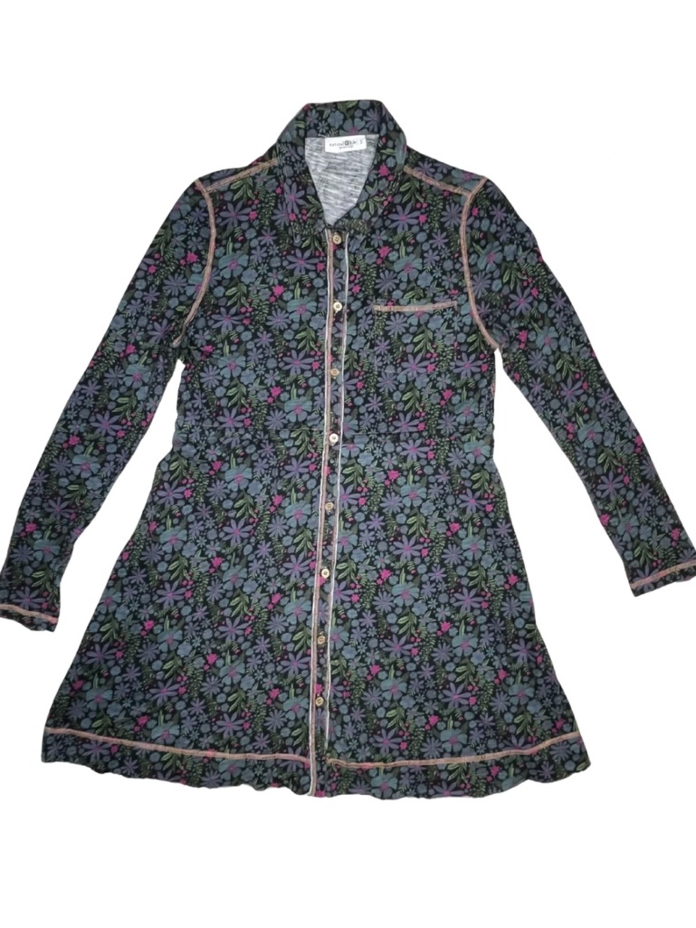Natural Life Floral Button Front Tunic Top Women’s Small Boho Cottagecore